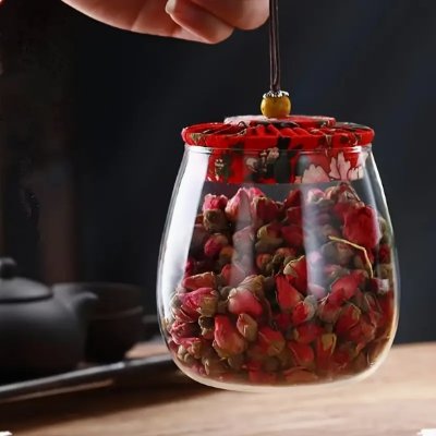 Bocale en verre hermetique - HermeticContainers™ - Rouge - Atelier Rangement